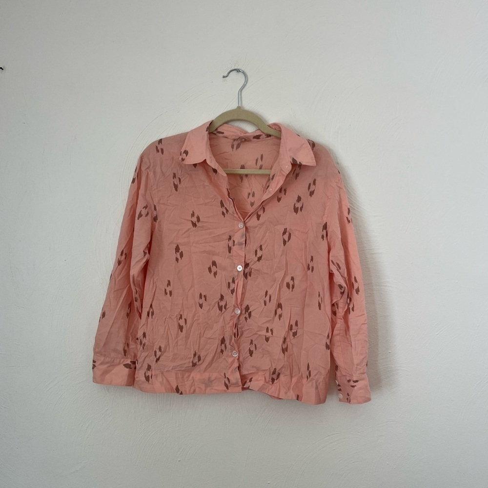 Eberyjey Organic Sandwashed Cotton Printed Long PJ Set in Animal Spot Rose Cloud - Picture 4 of 9